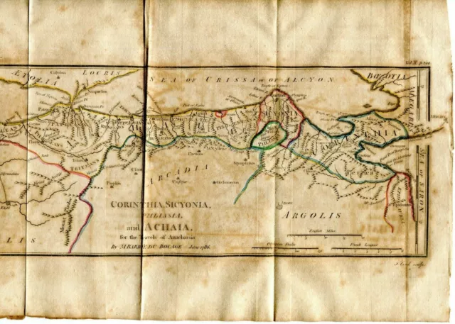 1786 Map Corinth Sicily Achaia Barbie Du Bocage  Travels Of Anacharsis Greece