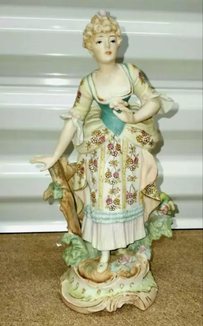 Antique Arnart Porcelain Figurine, Shepherdess, 9.75" high.