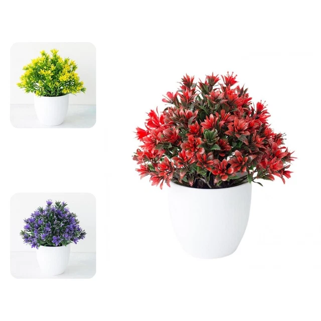 Bonsái de flores falsas realistas exquisitas flores artificiales para decoración del hogar plástico