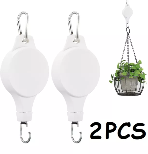 2 Stück Einziehbar Blumenampel halter Wandhaken Blumentopf Haken Körbe Aufhänger