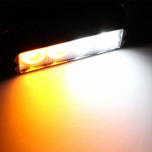 1x White/Amber 4 LED Car Truck Emergency Warning Hazard Flash Strobe Light Bar U 2