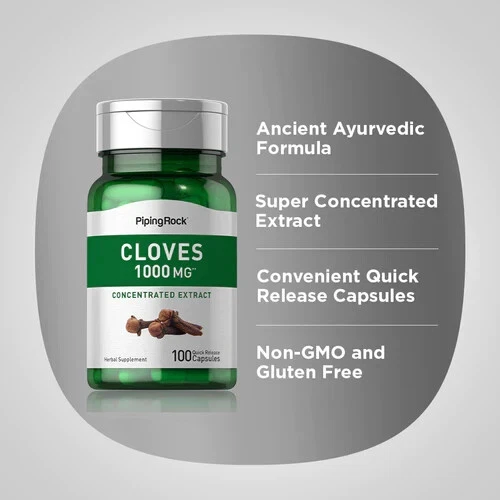 PIPING ROCK SUPER Concentrated Cloves Extract 1000mg 100 Quick Release