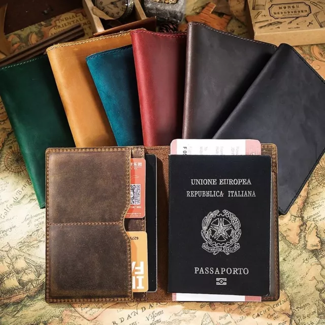 Sólida cubierta de pasaporte peso ligero protector de pasaporte retro billetera de viaje