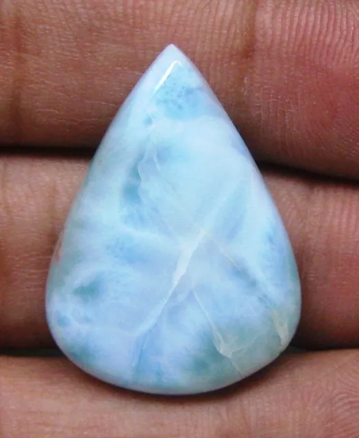 Natural Larimar Cabochon Pear 26.90 Cts Loose Semi Precious Gemstone D 5675