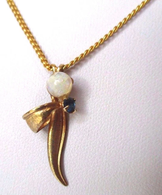 Pendentif Vintage Or Solitaire Avec Cristal - Chaîne Bijou Ancien, Style Diamant, Occasion