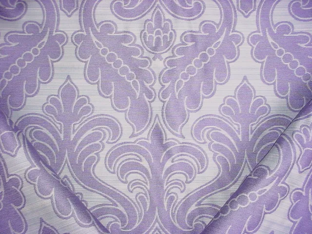10Y Robert Allen Duralee Purple Aqua Flroal Scroll Damask Upholstery Fabric