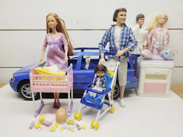 NIB Pregnant Barbie Lot Entire Happy Family Alan Ryan Baby Doctor Midge  Clothes