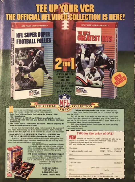 PRINT AD 1990 Time-Life NFL Films Collection VHS Promo Ad VTG Advertisement