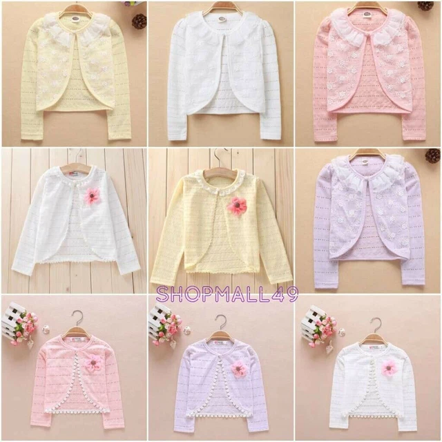Girls Summer Cardigan Knitted Thin Lace Sleeve Long Cardigans Age 2-11 years