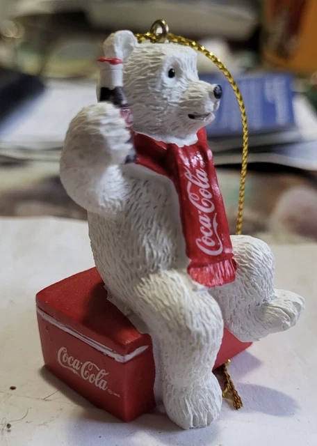 COCA-COLA KURT ADLER Polar Bear on Cooler Holding Coke Bottle Christmas ...