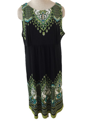 Apt 9 dress Size XL sleeveless blue green stretch high bodice