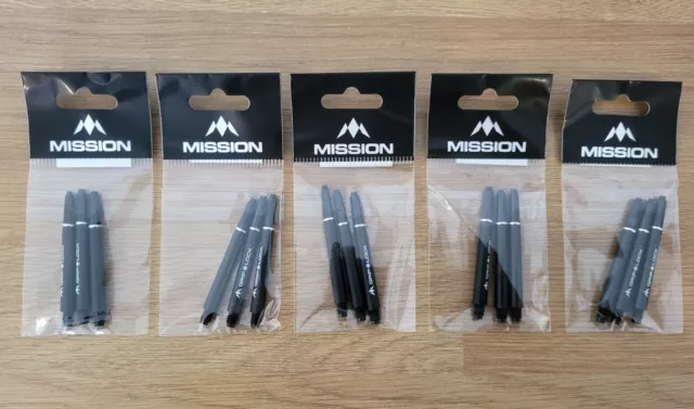 5 SETS (15) Mission Griplock Darts Stems Shafts Grip Lock Tough Nylon With Rings