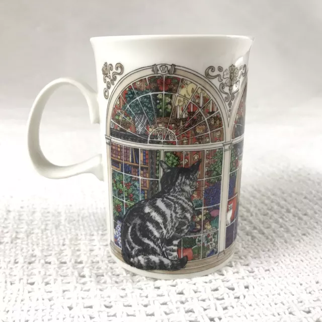 Dunoon striped cats on window sill Christmas coffee mug Scotland made