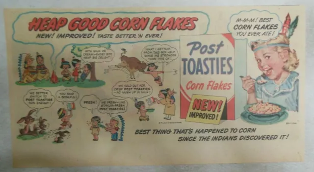 Post Cereal Ad: Post Toasties Corn Flakes! from 1950's Size: 7.5 x 15 inches