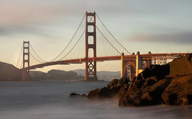 Fototapete SAN FRANCISCO-VLIES (7105E)-Felsen Golden Gate Bridge USA Fotokunst