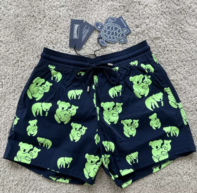 NWT VILEBREQUIN Swim Trunks MOORISE - GLOW IN THE DARK - MEN - M - BLUE - MEDIUM