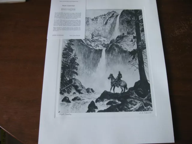 American Western COWBOYS by R.H. PALENSKE Talio-Crome Etching HIGH COUNTRY Horse