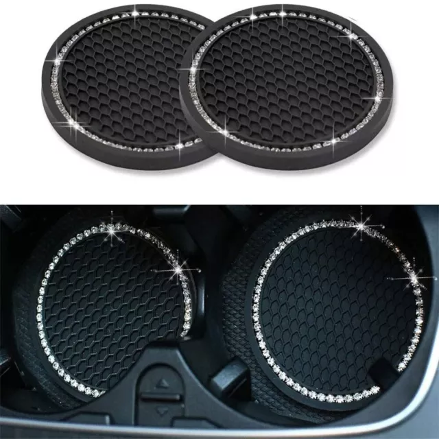4PCS Round Car Coasters for Cup Holders Black Insert Coasters Pad  for Women