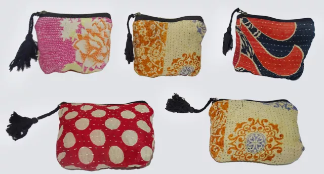 25Pc Wholesale Lot Vintage Kantha Pouch Patch Cotton Clutch Bag Purse Handbag