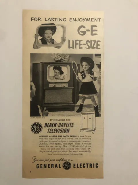 1950’s General Electric Black-Daylite Television Magazine Print Ad