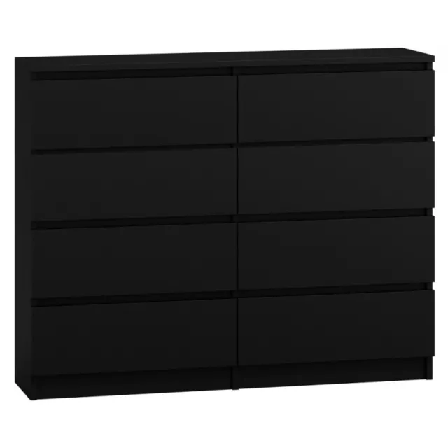 Kommode mit 8 Schubladen 120cm Sideboard schwarz Anrichte holz