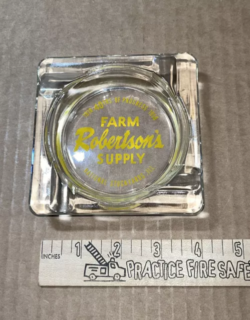 Robertson’s Farm Supply National Stockyards Illinois advertising Ashtray 1958 IL