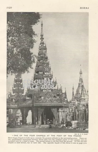Burma Chapel Shwe Dagon Pagoda  Chief Shrines  C 1926 Photo Illustration Print