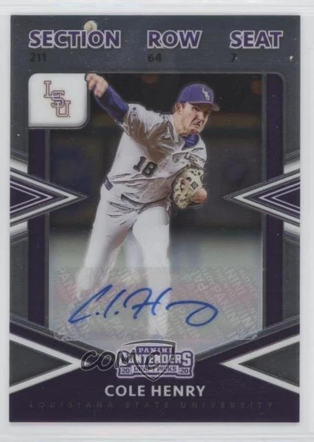 2020 Panini Elite Extra Edition College Tickets Signatures Cole Henry Auto