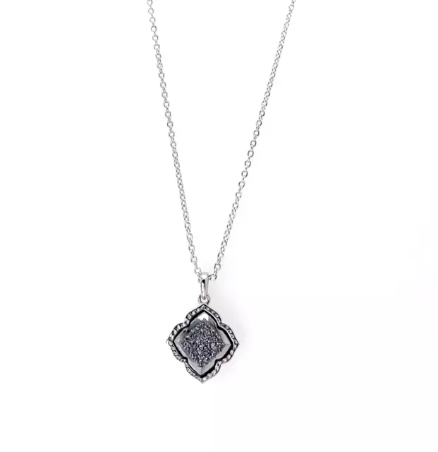 New KENDRA SCOTT Women Rhodium Plated Platinum Drusy Mallory Pendant Necklace