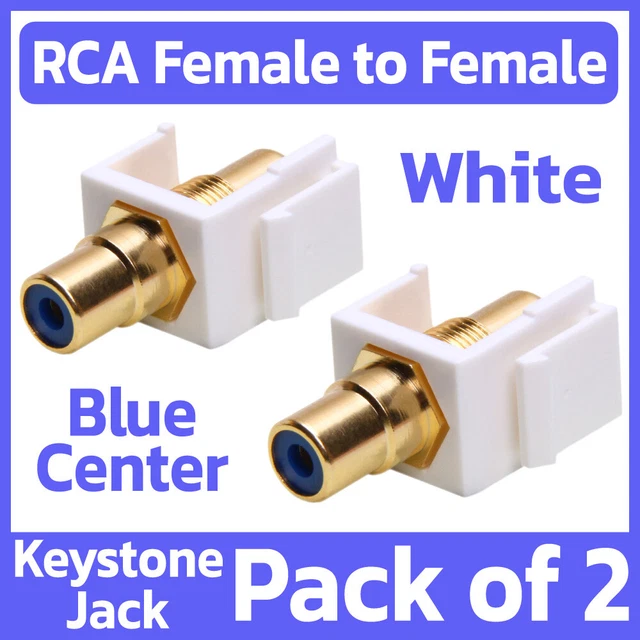 2 PACK RCA Keystone Jack Wall Plate Modular Insert RCA Coupler with