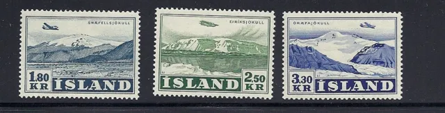 Islanda 1952 Airmails Glaciers (Scott C27-29) VF Mlh