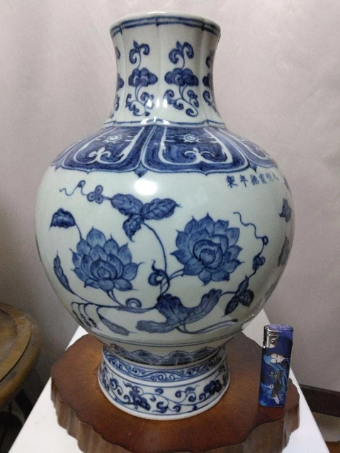 E*T様 草花文 八角　中国古玩　青花文大壺 古美術　骨董　中国美術　アンティー E*T様 草花文 八角 中国古玩 青花文大壺 古美術 骨董 中国