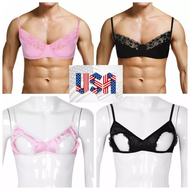 MENS SISSY TRAINING Bra Lace Bralette Wire-Free Crossdress Bra Top