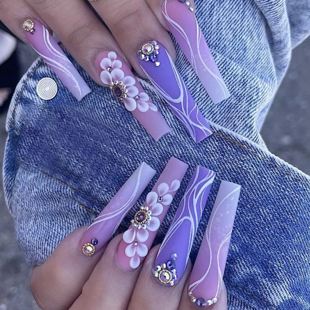 Long Length Ballerina False Nail Square Head Press on Nails  Girl