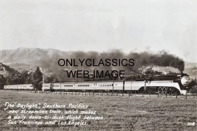 1937 Southern Pacific Railroad Daylight Streamliner Locomotive Train 8X12 Photo