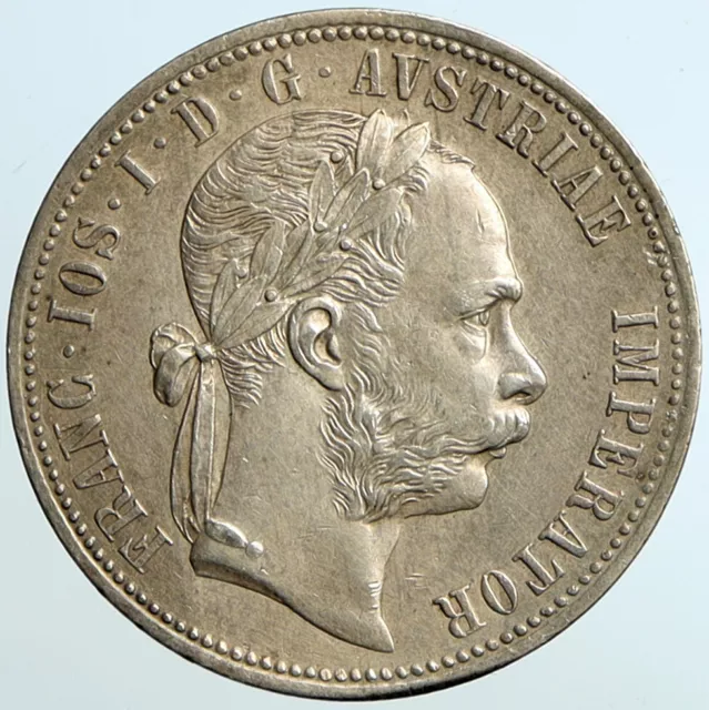 1875 AUSTRIA King FRANZ JOSEPH I Vintage Antique OLD Silver Florin Coin i101353