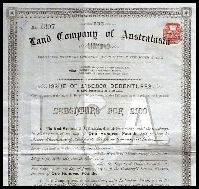 1890 NSW, Australia: The Land Company of Australasia Limited