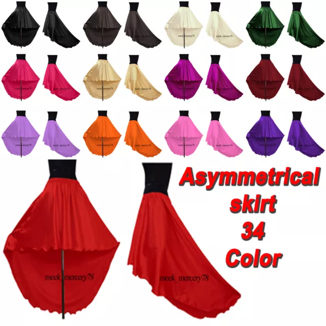 Satin Belly Dance Asymmetrical Hem skirts High low skirts Mullet Women Skirt S47