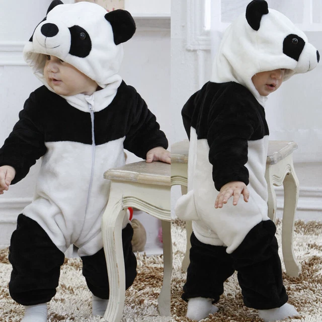 Tuta tutina con cappuccio neonato bambino bambino bambini panda con cappuccio abiti