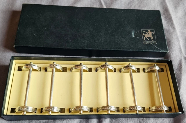 6 Porte Couteaux ERCUIS en métal argenté avec boite - Arts de