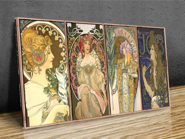 Alphonse Mucha Polyptych collage canvas print  wall framed or print only