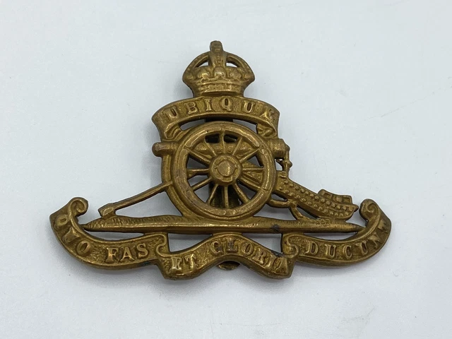 WW2 KINGS CROWN Royal Artillery British Army Brass Cap Badge £7.49 ...