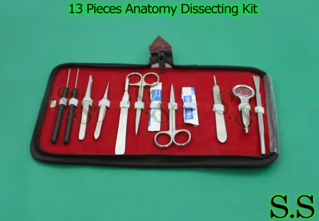 13 Pieces Anatomy Dissecting Kit -Surgical Medical Taxidermy Student Instruments