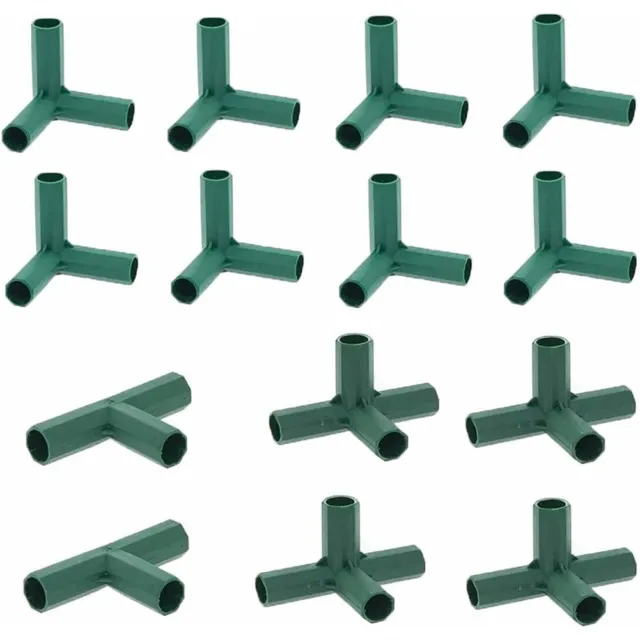 14 unidades Verde PVC Fitting Invernadero Conector 3 tipos diferentes