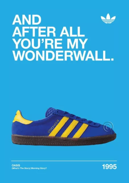 And After All Oasis 1995 ADIDAS CASUALS TRAINERS Print Poster Wall Picture A4 +