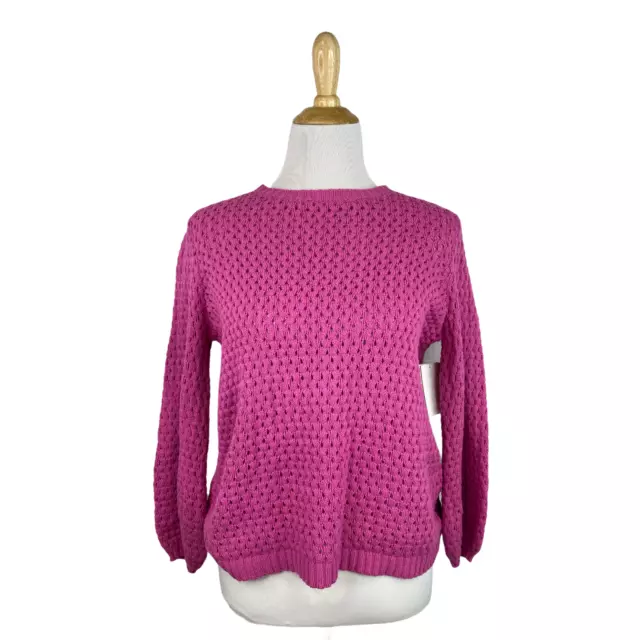 NWT 14th & Union Women's Pink Popcorn-Knit Sweater Size Petite Small A8