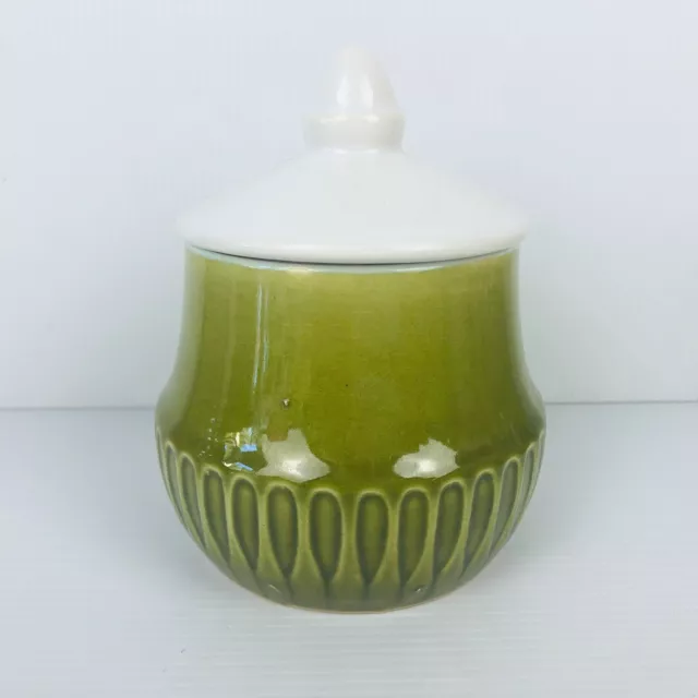 Vintage Sugar & Creamer Set Green Porcelain Stoneware Japanese Mid Century Retro 2