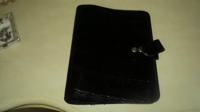 Organizador De Impresión De Cocodrilo De Colección Mulberry Negra Agenda Filofax *Compartimentos 2