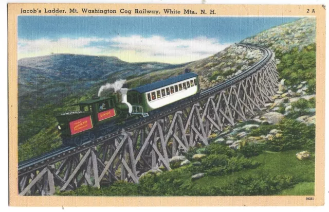 Jacob's Ladder Mt Washington Cog Railway White Mts New Hampshire Vtg Postcard