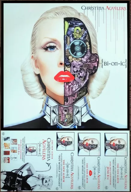 CHRISTINA AGUILERA Bionic Ltd Ed RARE Tour Poster Flat +BONUS Pop Rock Poster!